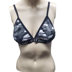 Lanshifel Anshifel Sexy Baby Black & Gray Camouflage Bra Camo Coverup